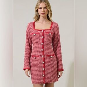 Sugarlips Scarlet Tweed Long Sleeve Dress